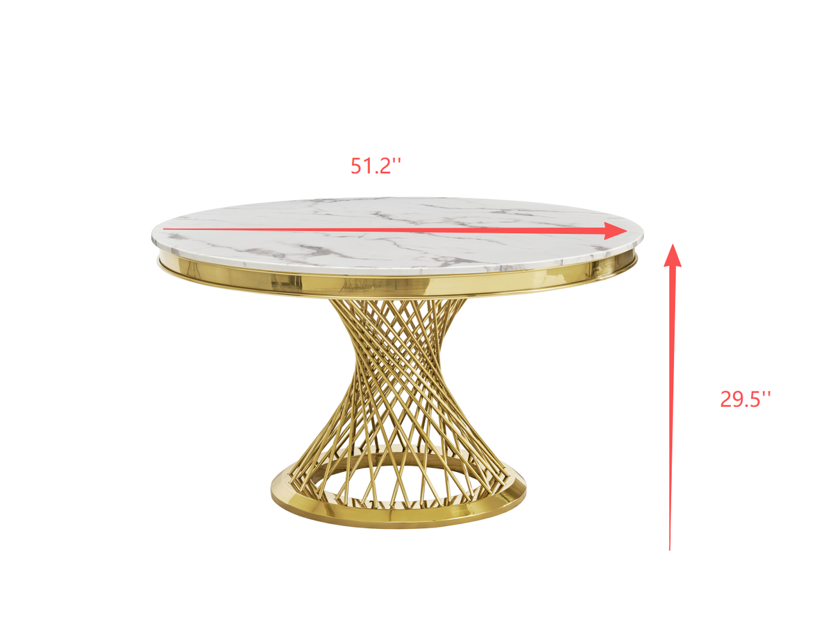 Modern Luxury Round Marble & Stainless Steel Dining Table