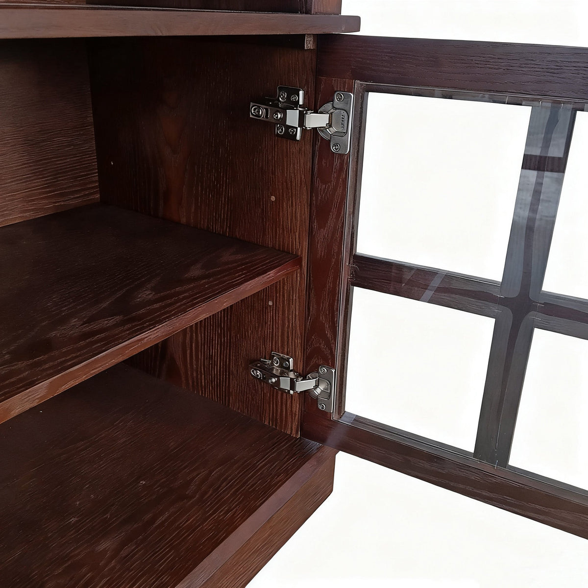 72“ Teak Ash Wood Veneer Fireplace TV stand