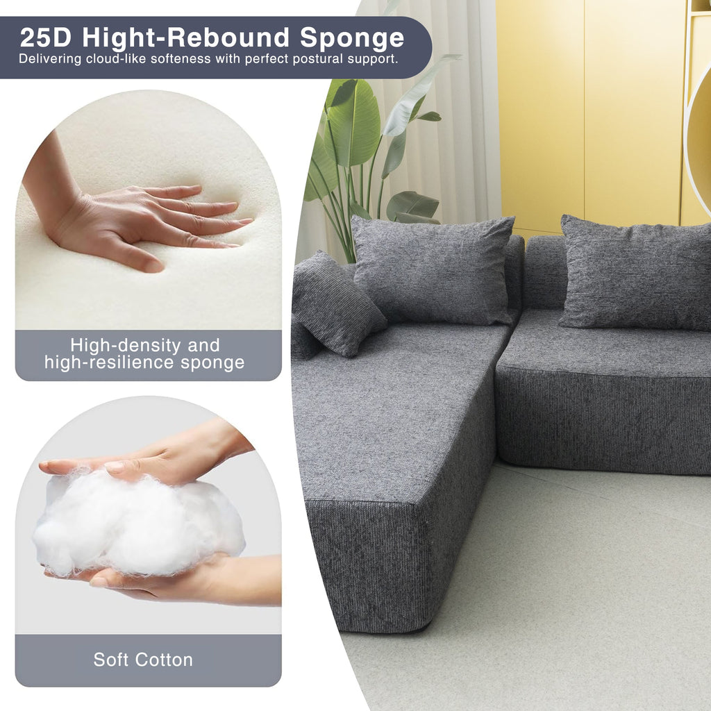 VANITII Modular Compressed Sectional Sofa - Multi-Piece Compressible Sofa Set
