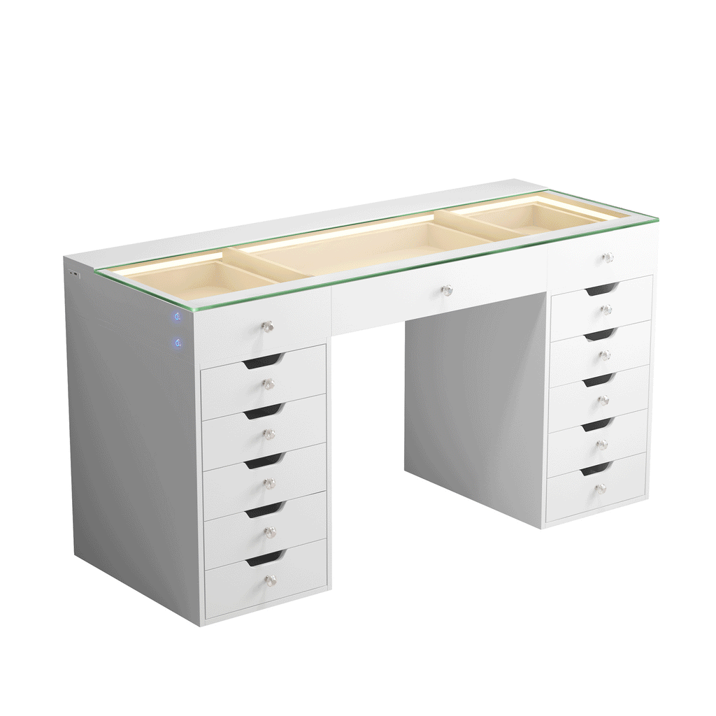 VANITII Eva-RGB Vanity Desk Pro - 13 Storage Drawers