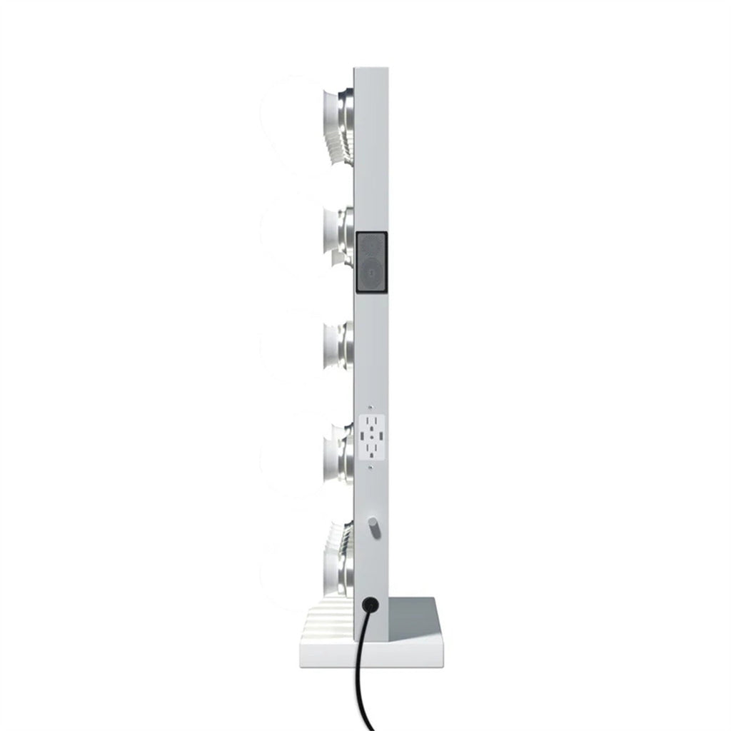 Side view of Vanitii Marilyn Hollywood Vanity Mirror Pro Max with power outlet and speaker