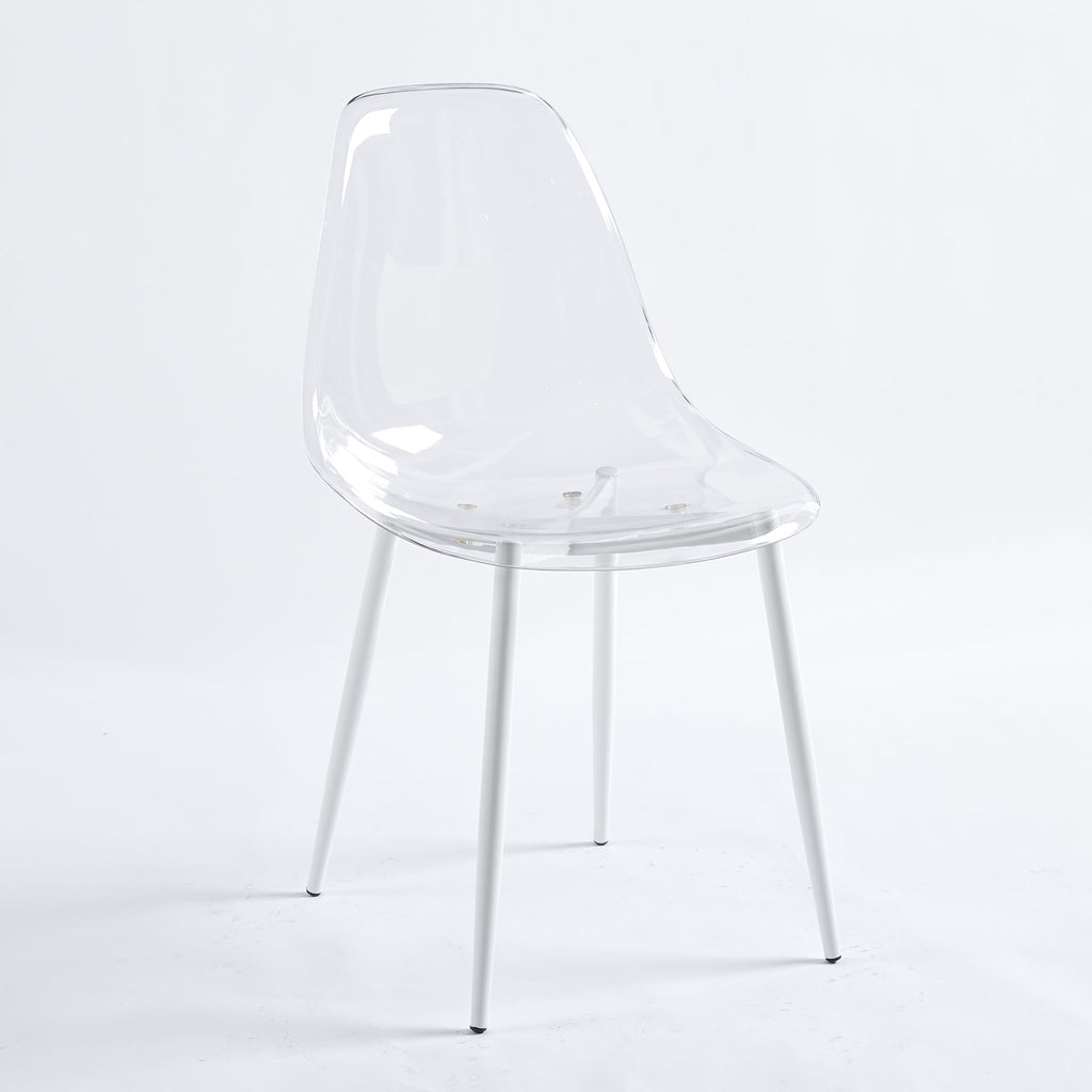 Clear Acrylic Accent Side Chairs w/ Metal Legs for Dining/Kitchen/Living Room 2pCS/CTN