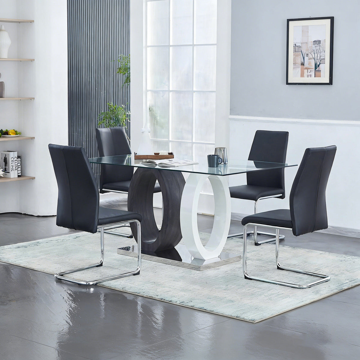 Black Leather Chrome Metal and Foam Dining ChairsCH006-2PCS/CTN