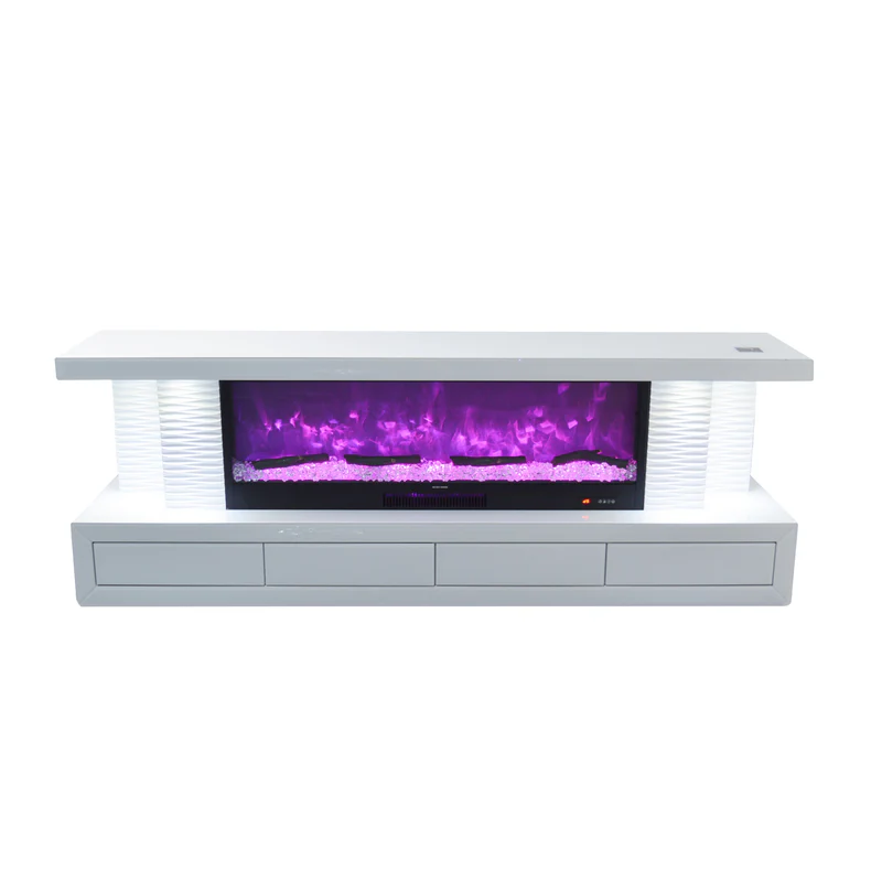 Fully Assembled 71" TV Stand LED Mirrored Fireplace