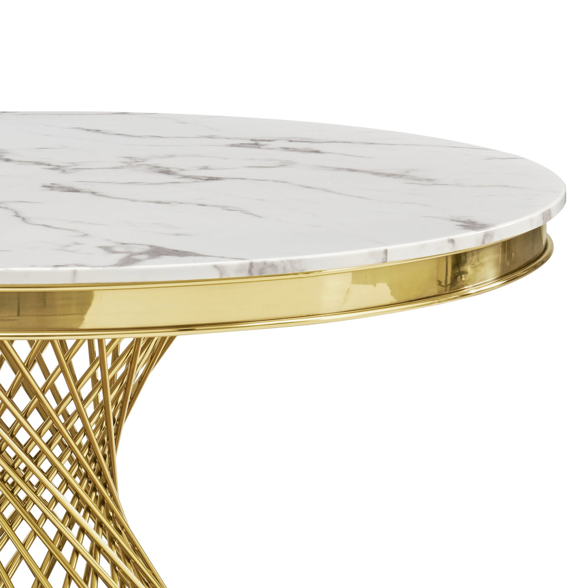 Modern Luxury Round Marble & Stainless Steel Dining Table