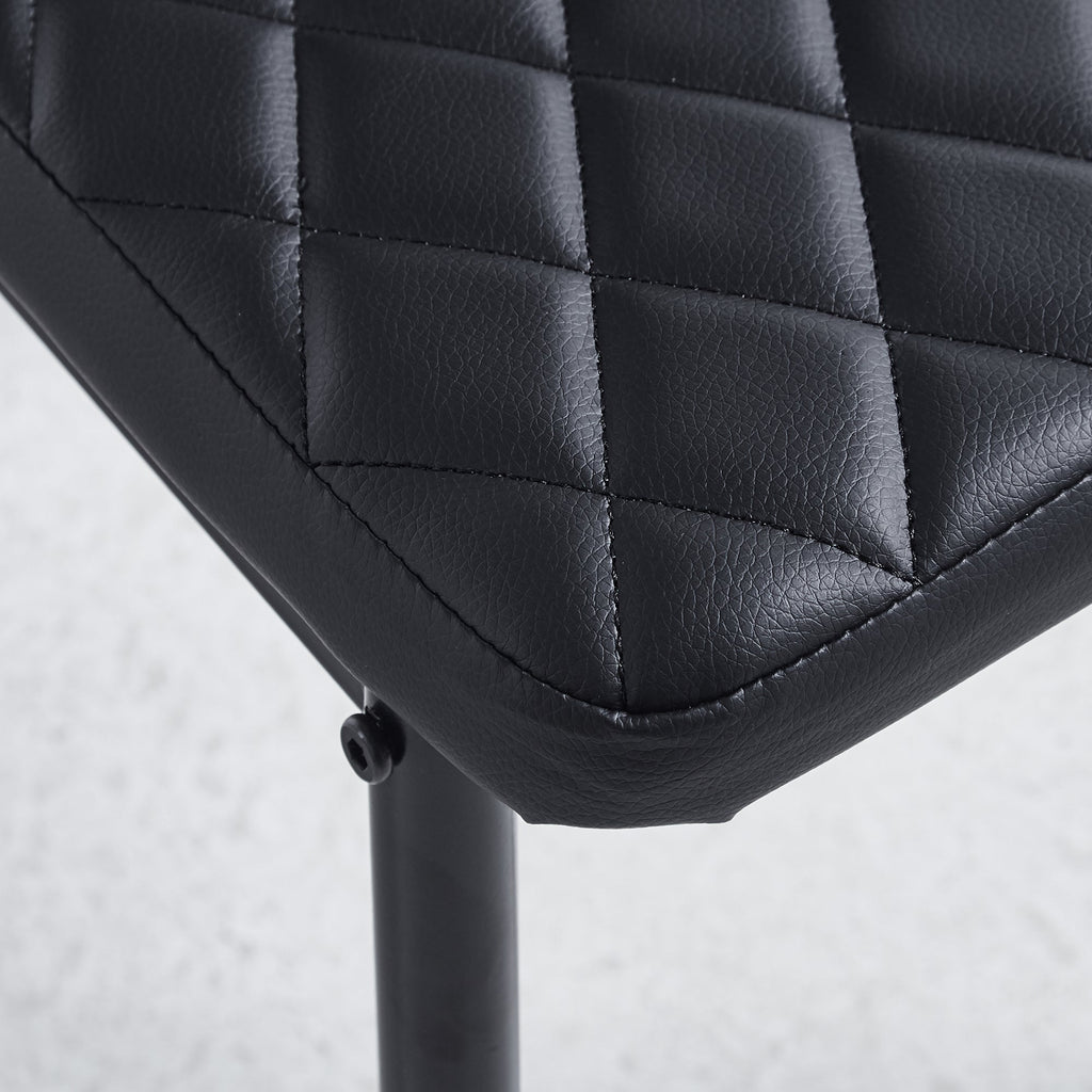 Black Quilted High-Back Dining Chairs  - Black Legs 4pCS/CTN