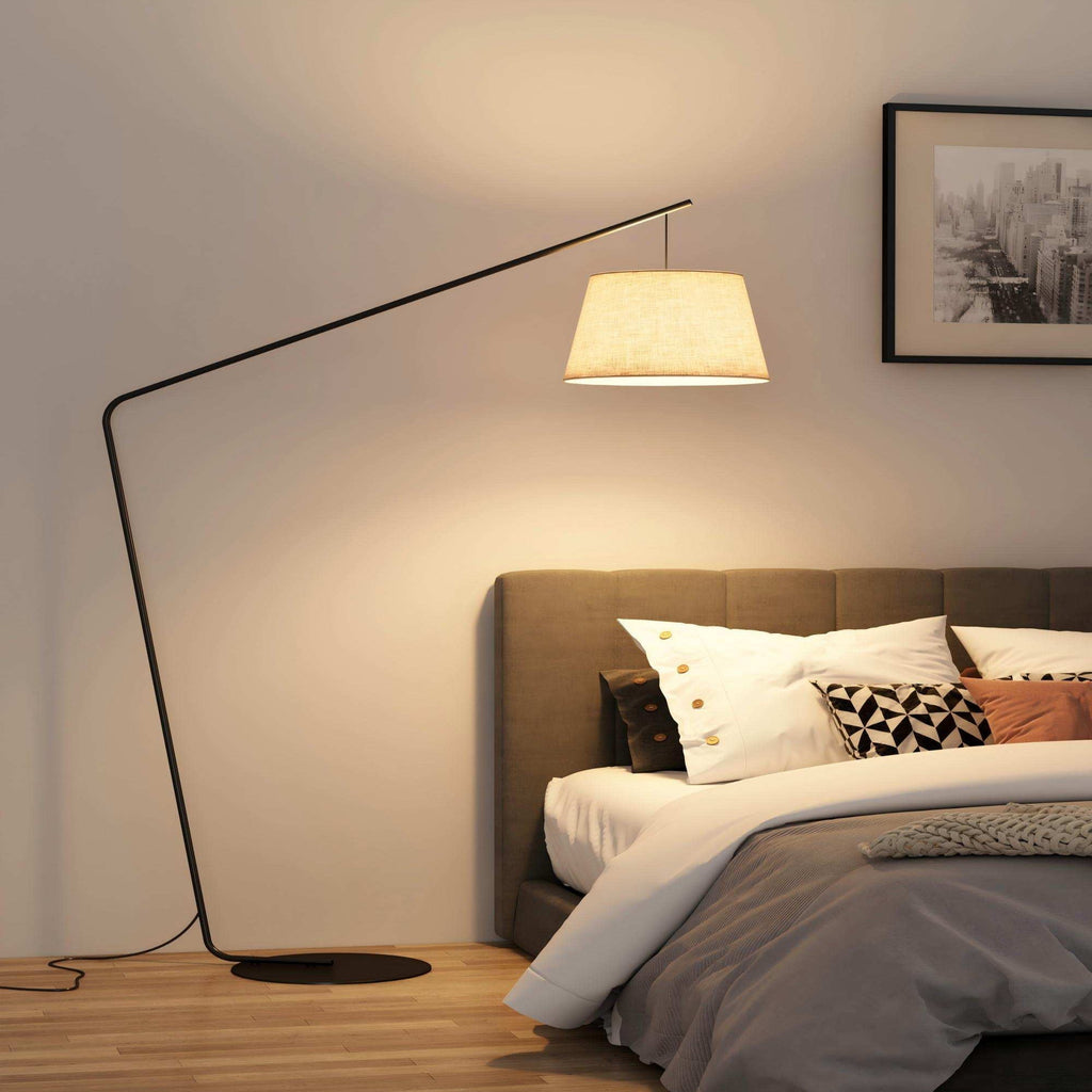 Modern 70" Floor Lamp: Black Iron Frame & Linen Shade for Living Room/Bedroom (US Standard Plug)