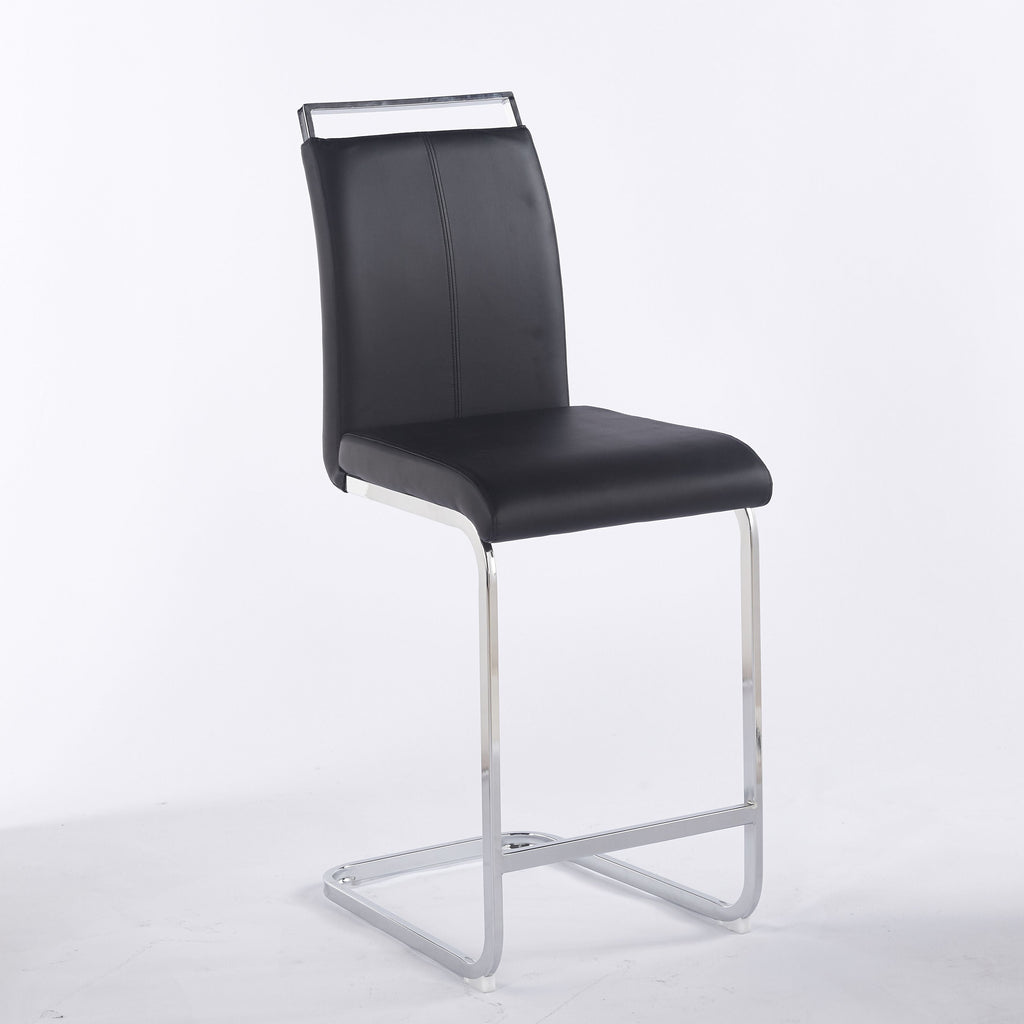 Contemporary Upholstered Dining Chair, Diamond Stitched PU Leather with Gold/Chrome Cantilever Base 4pCS/CTN