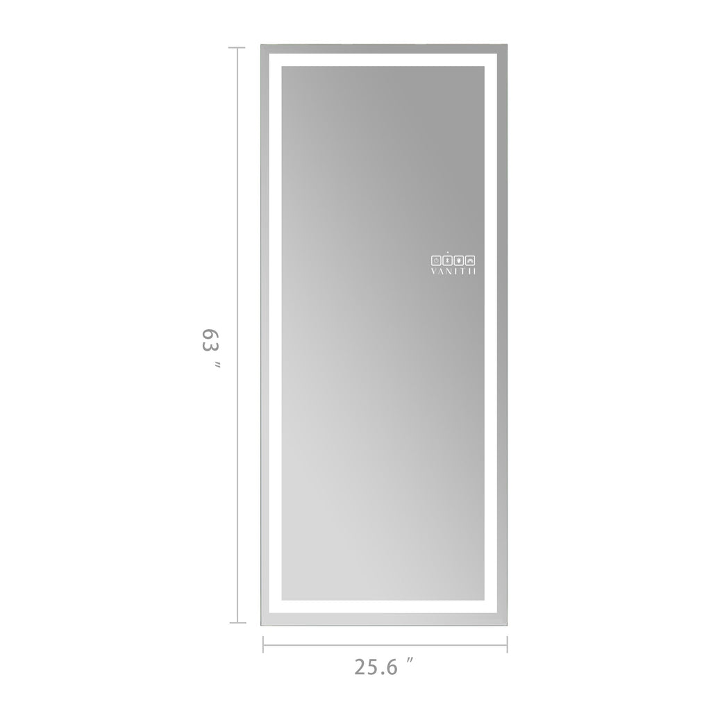Vanitii luxury full length vanity mirror pro with dimensions 63 inches by 25.6 inches