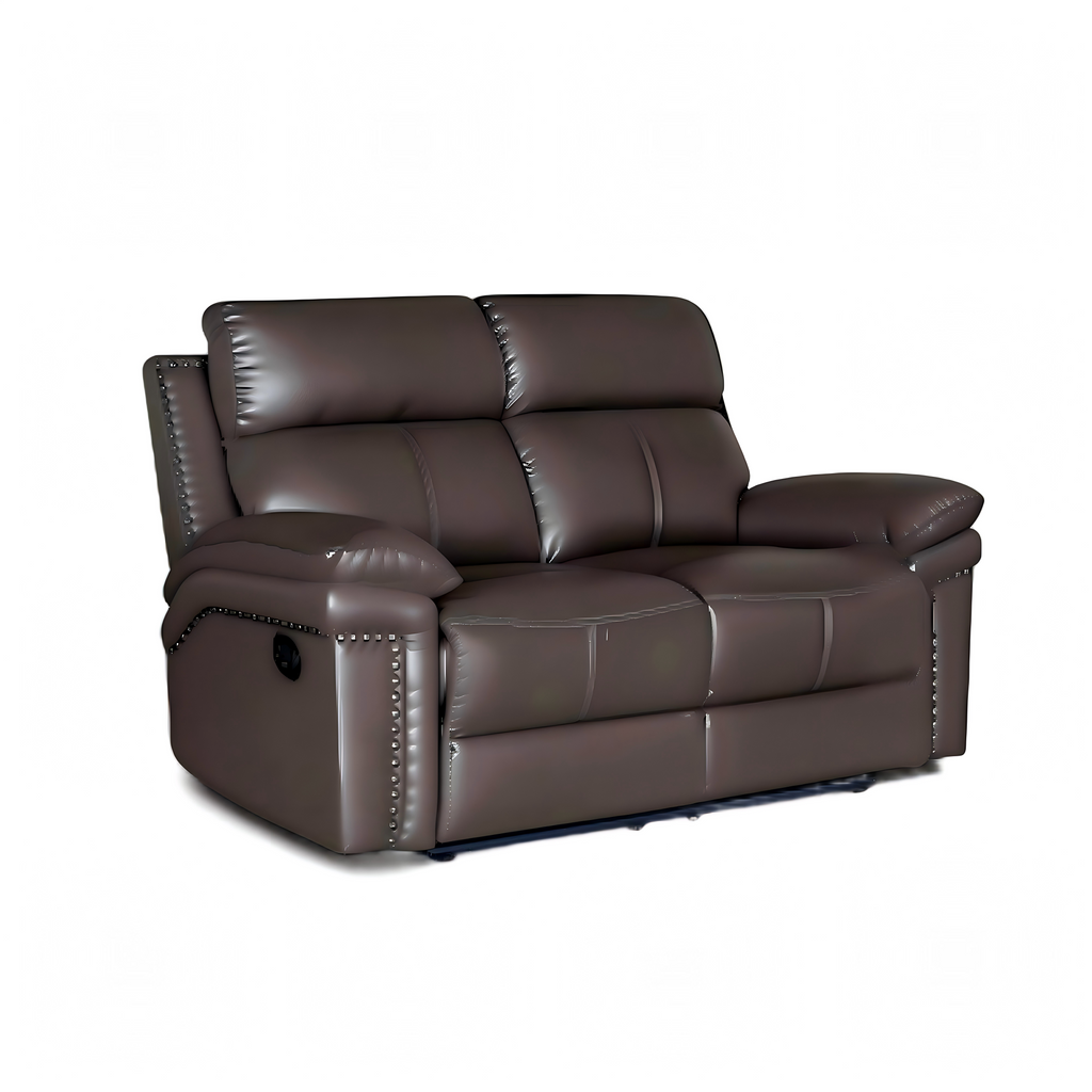 Brown leather recliner sofa on a white background