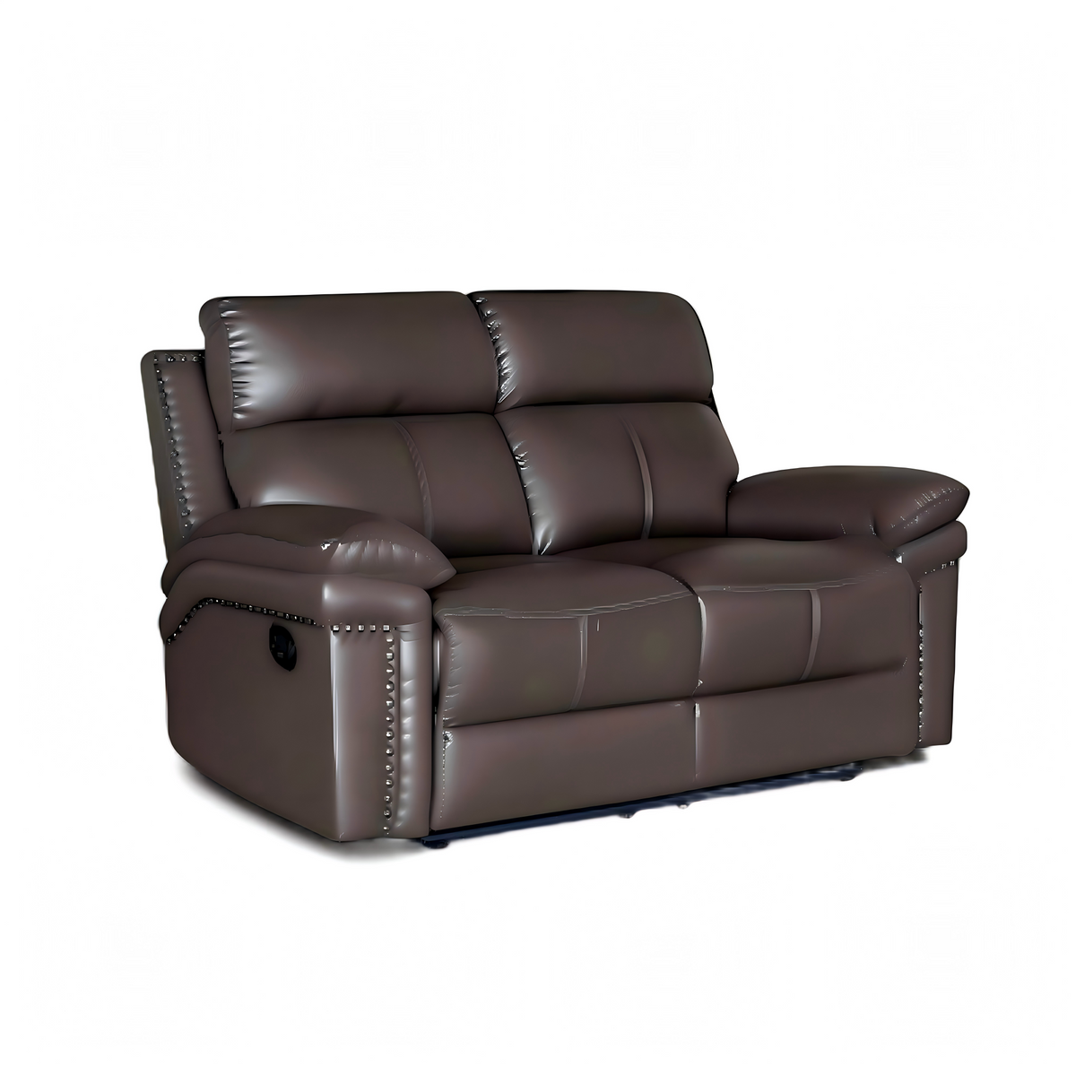 Brown leather recliner sofa on a white background