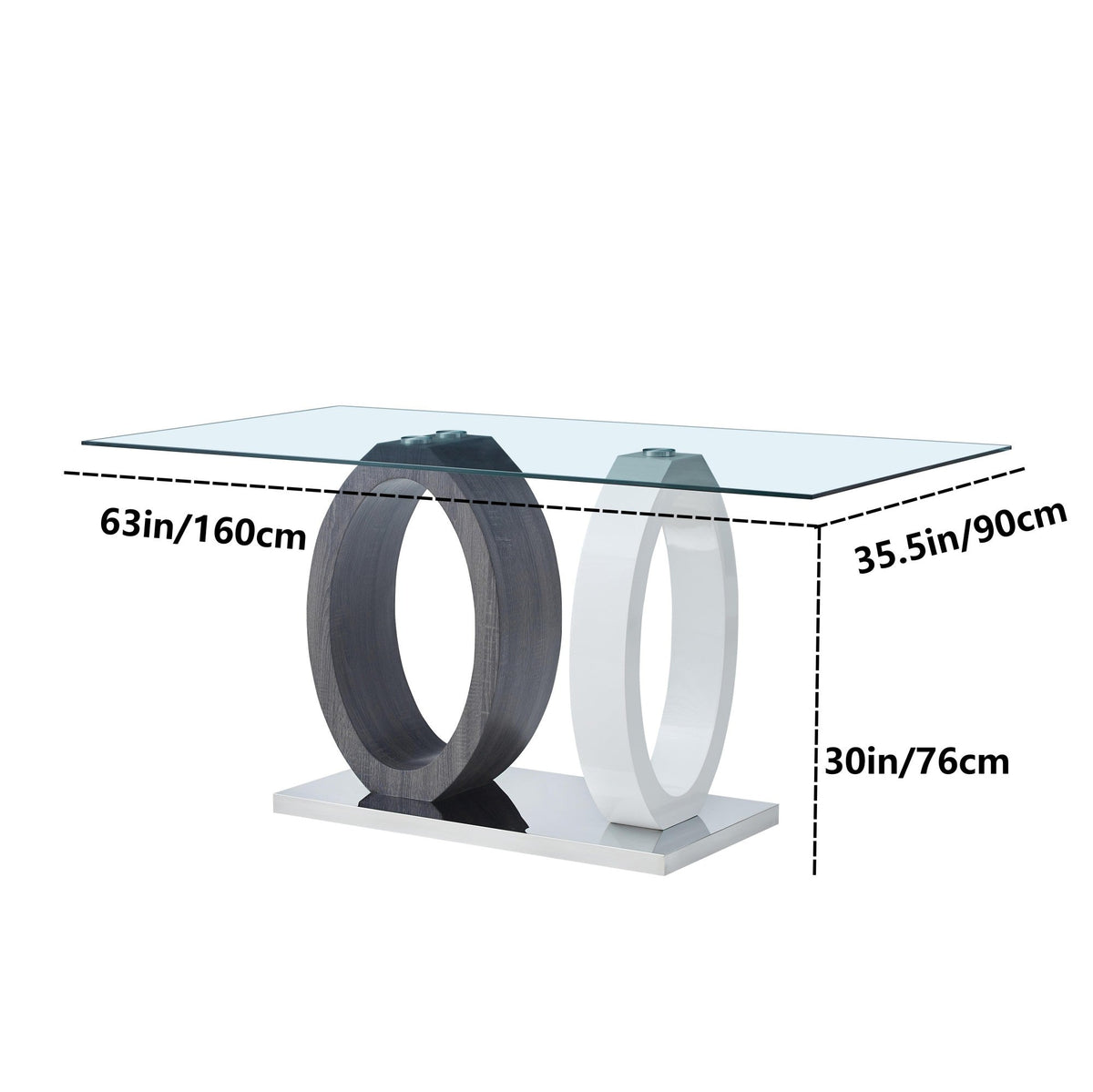 Glass Dining Table with X-Shaped Dining Chair-2PCS/CTN